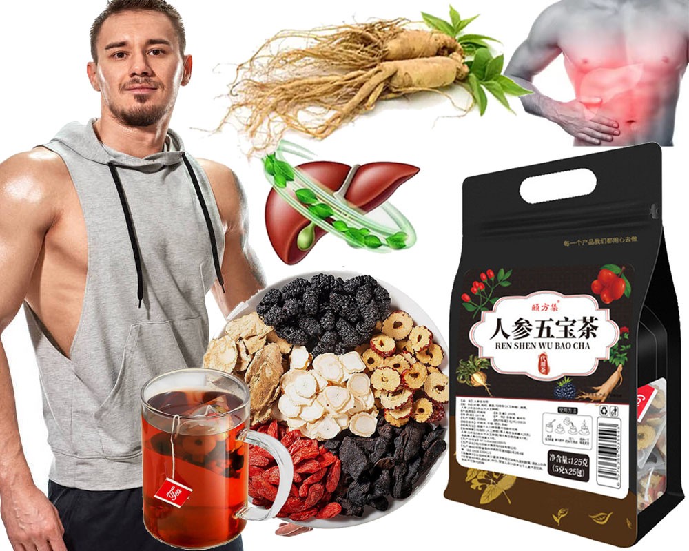 Ginseng Five Treasures Tea Kidney Tea, Natural Organic Kidney Cleanse Detox Tea