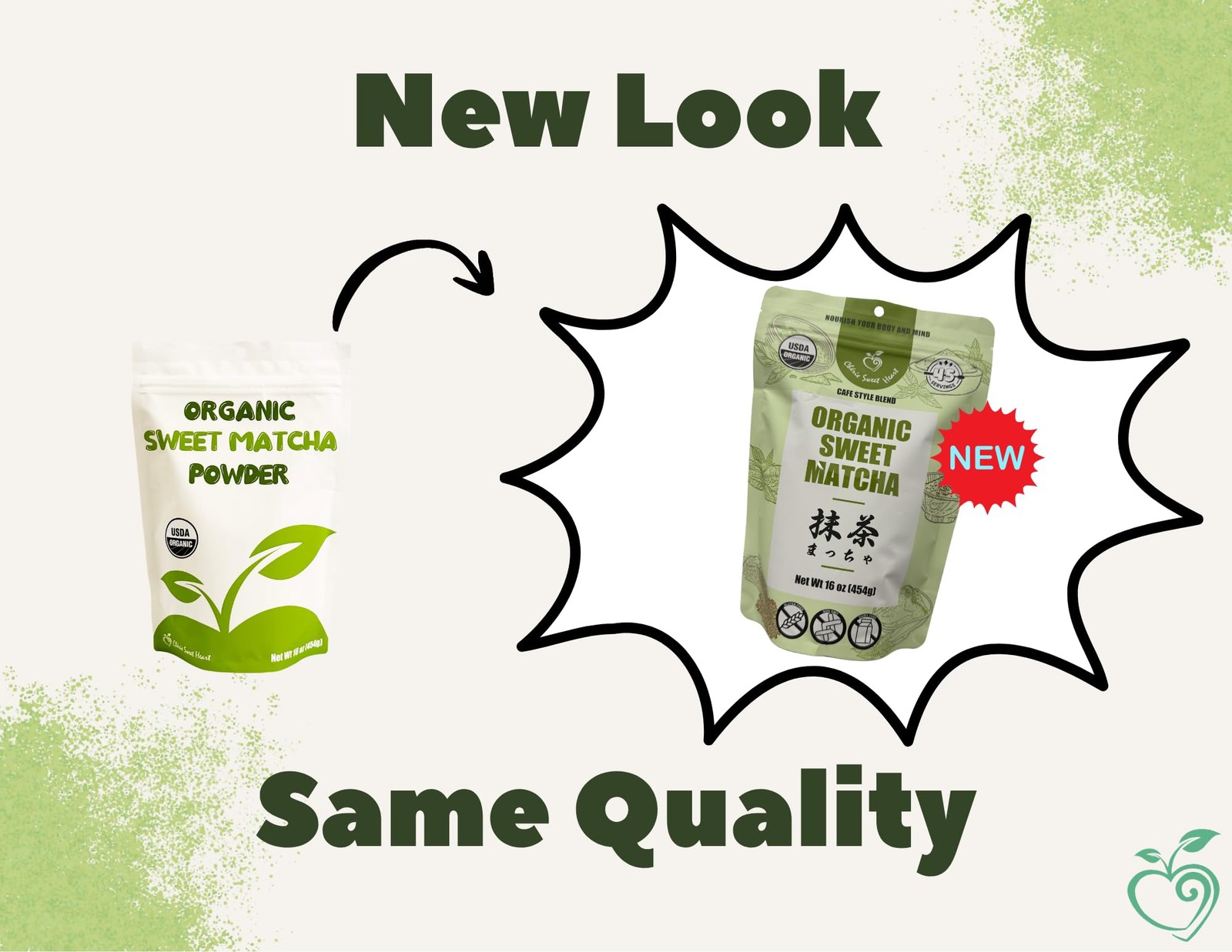 Organic Sweet Matcha Green Tea Powder – Cafe Style Blend by Cherie Sweet Hear…