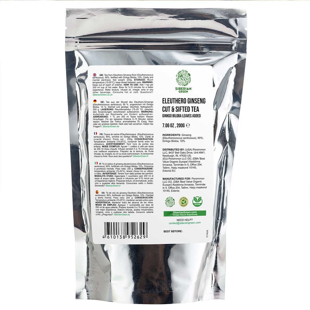 Siberian Ginseng Dried Root Powder 200g (7.06 oz) Eleuthero Tea Cut & Sifted