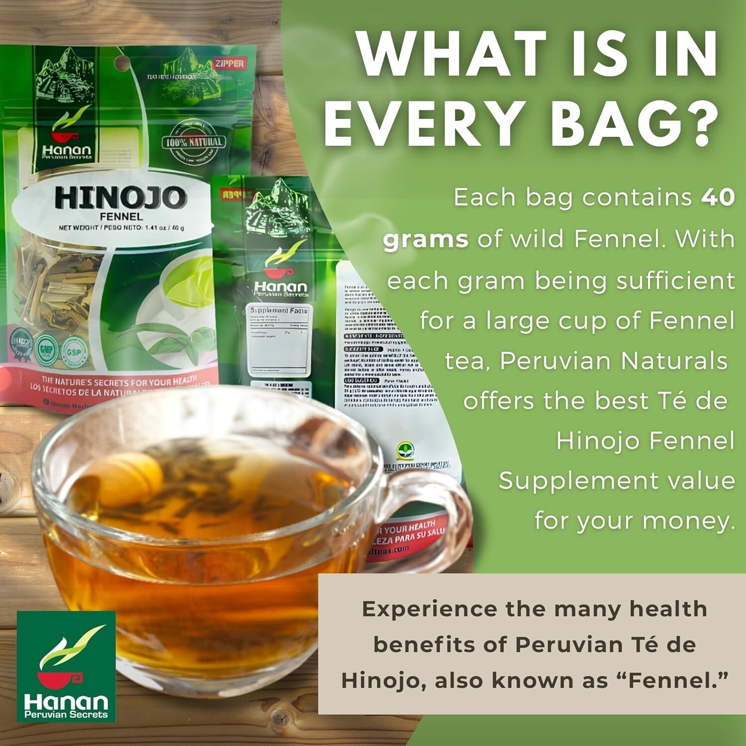 Hinojo 40g Fennel 1.4oz Herbal Tea from Peru