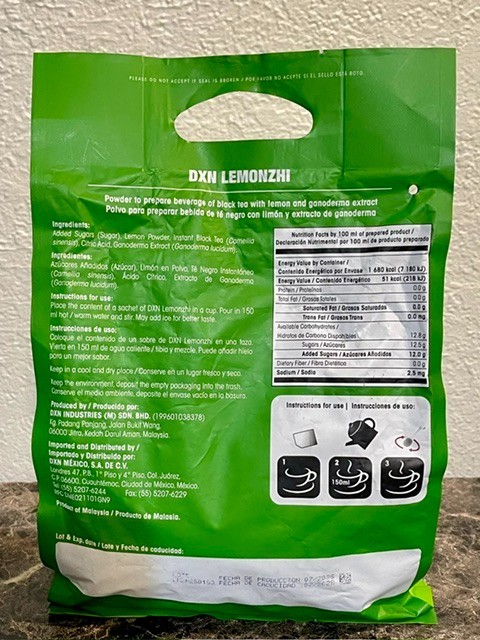 DXN Lemonzhi Tea Mix with Lemon & Ganoderma Extract – 20 Sachets x 22g | Refresh