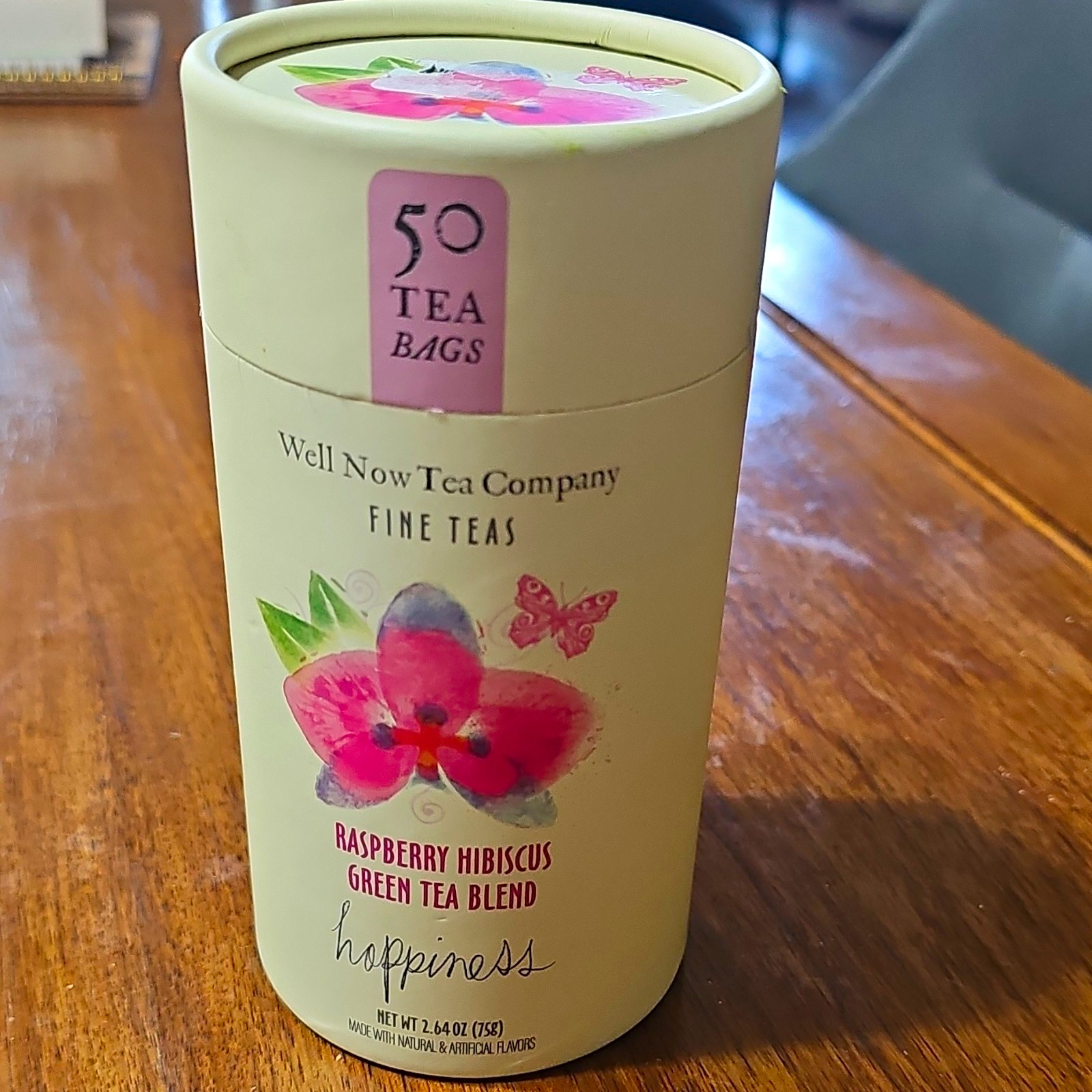 Well Now Tea Company Raspberry Hibiscus Green Tea Bags 50 Pack 2.64oz Caffeine