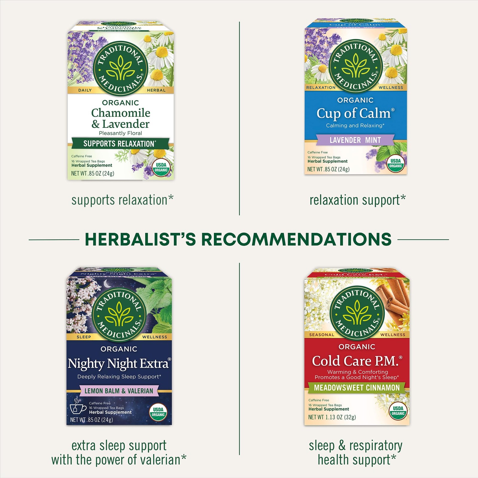 Traditional Medicinals Tea, Organic Nighty Night, Relax 16 Count (Pack of 6)