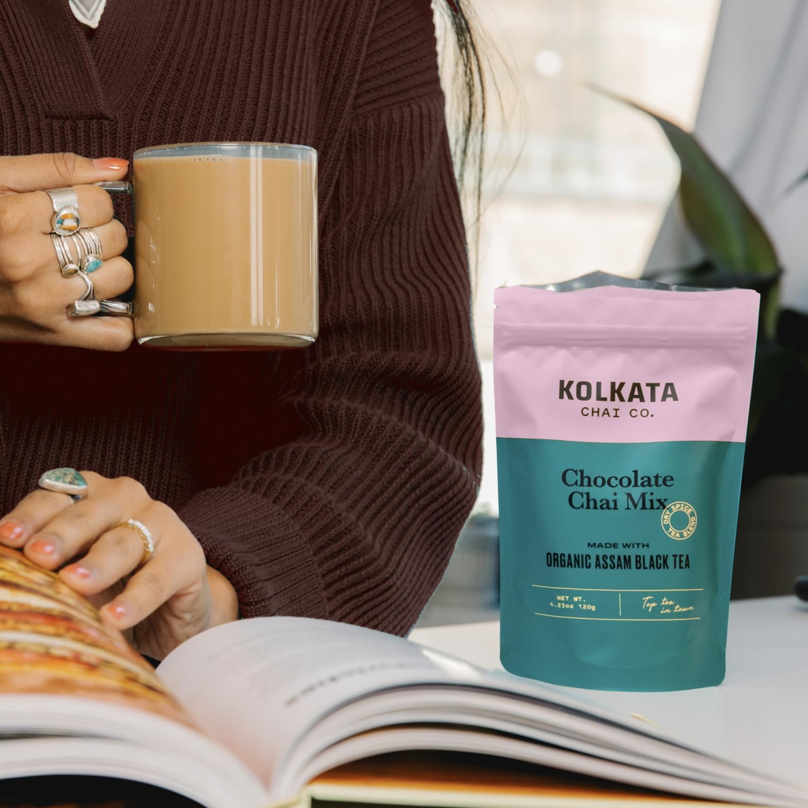 Kolkata Chai Chocolate Chai mix, 100% Organic Black Tea, Makes 20 cups, Premi…