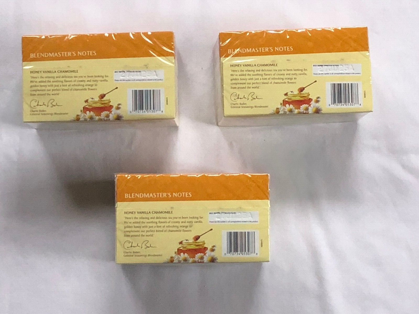 3-PACK LOT CELESTIAL SEASONINGS HERBAL TEA HONEY VANILLA CHAMOMILE CAFFEINE FREE