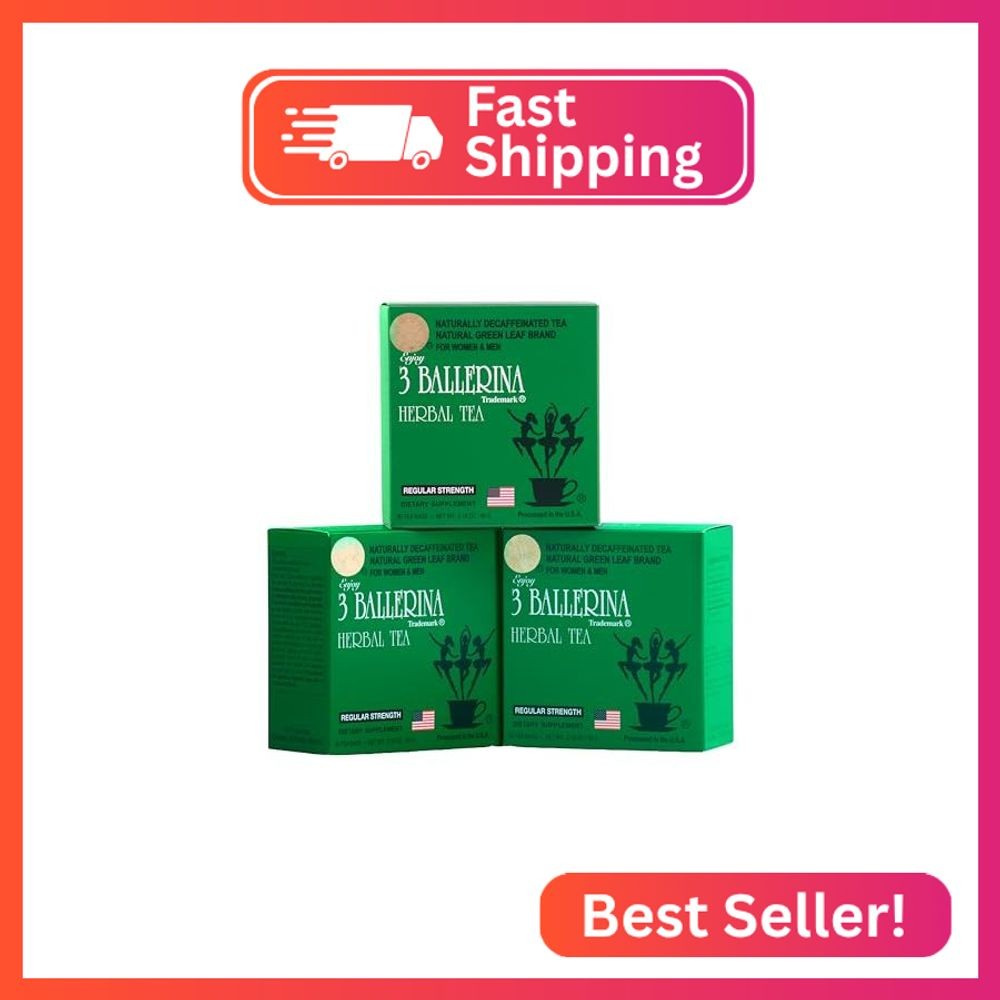 3 Ballerina Natural Green Leaf Brand Naturally Caffeine Free Diet Tea for Women