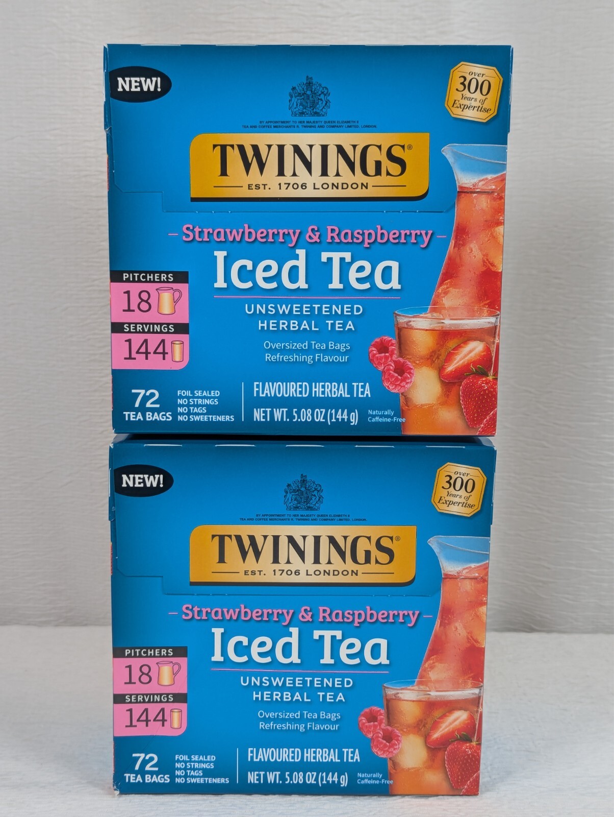 Twinings – Strawberry & Raspberry – Iced Tea Bags – 72 ct – 2 Packs – exp: 01/27