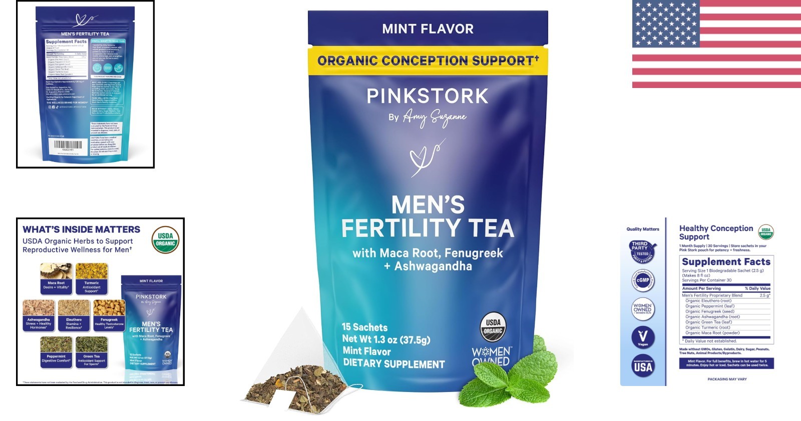 BlueStork Men’s Organic Fertility Tea – 15 Sachets for Male Reproductive Health