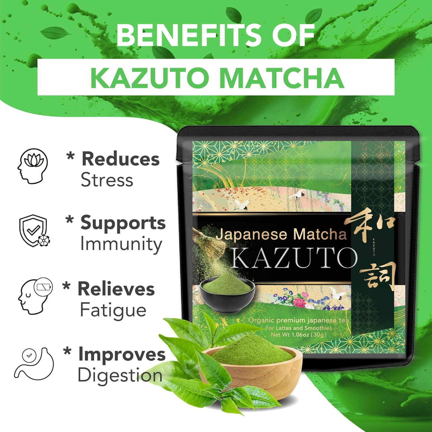 Kazuto Classic Ceremonial Grade Matcha Green Tea Powder (1.06Oz, Classic)