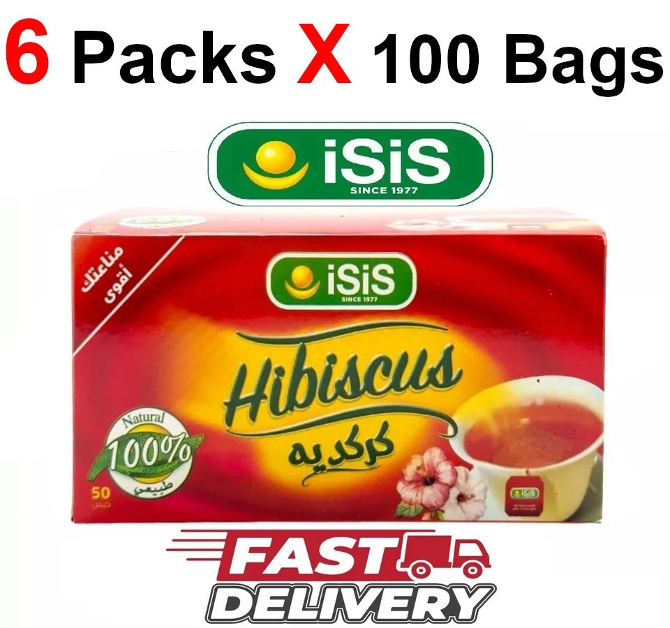 Isis Egyptian Hibiscus Herbal Organic All Natural ايزيس كركديه(6Packs X 100Bags)