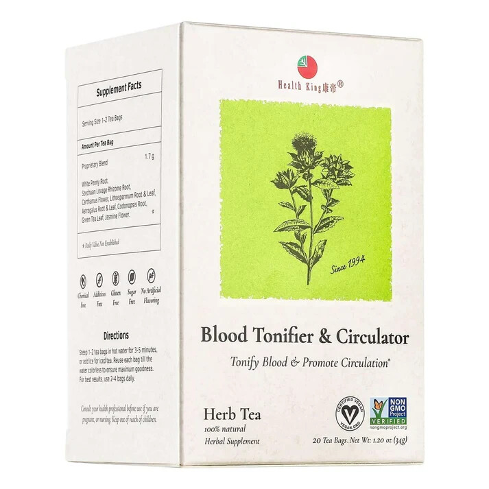 Blood Tonifier & Circulator Herb Tea by Health King – 20 Teabags