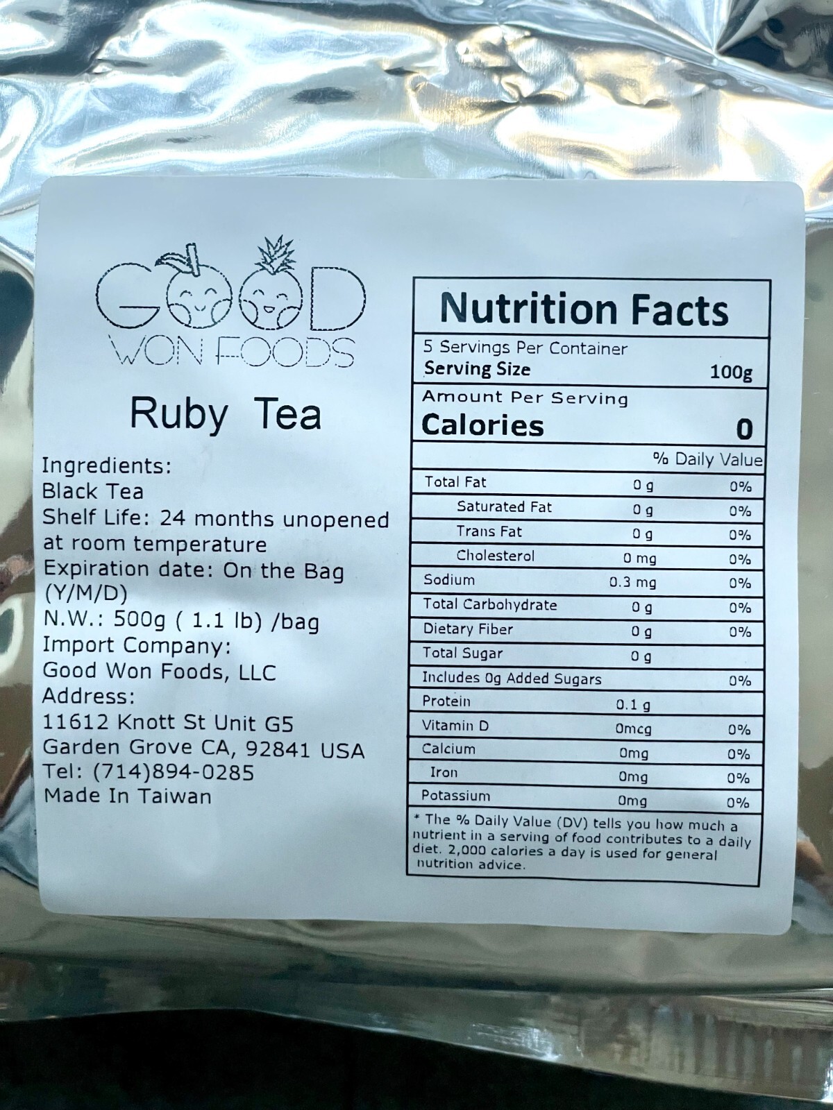 Good Won Foods 2023 Ruby Black Tea 500g No Sweetener & Added Flavors Taiwan Made
