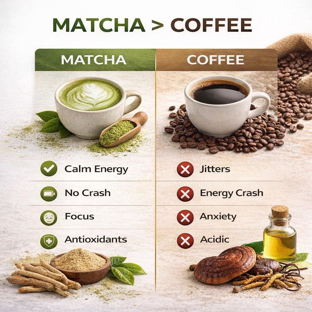 Organic SuperFood Matcha Super Latte Powder Ceremonial Grade 2 Packs