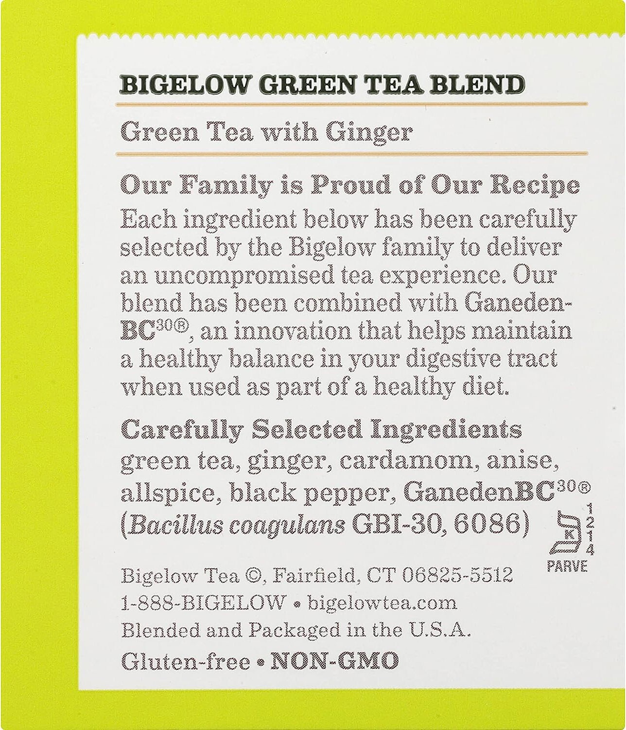 Bigelow Green Tea with Ginger – 18 tea bags