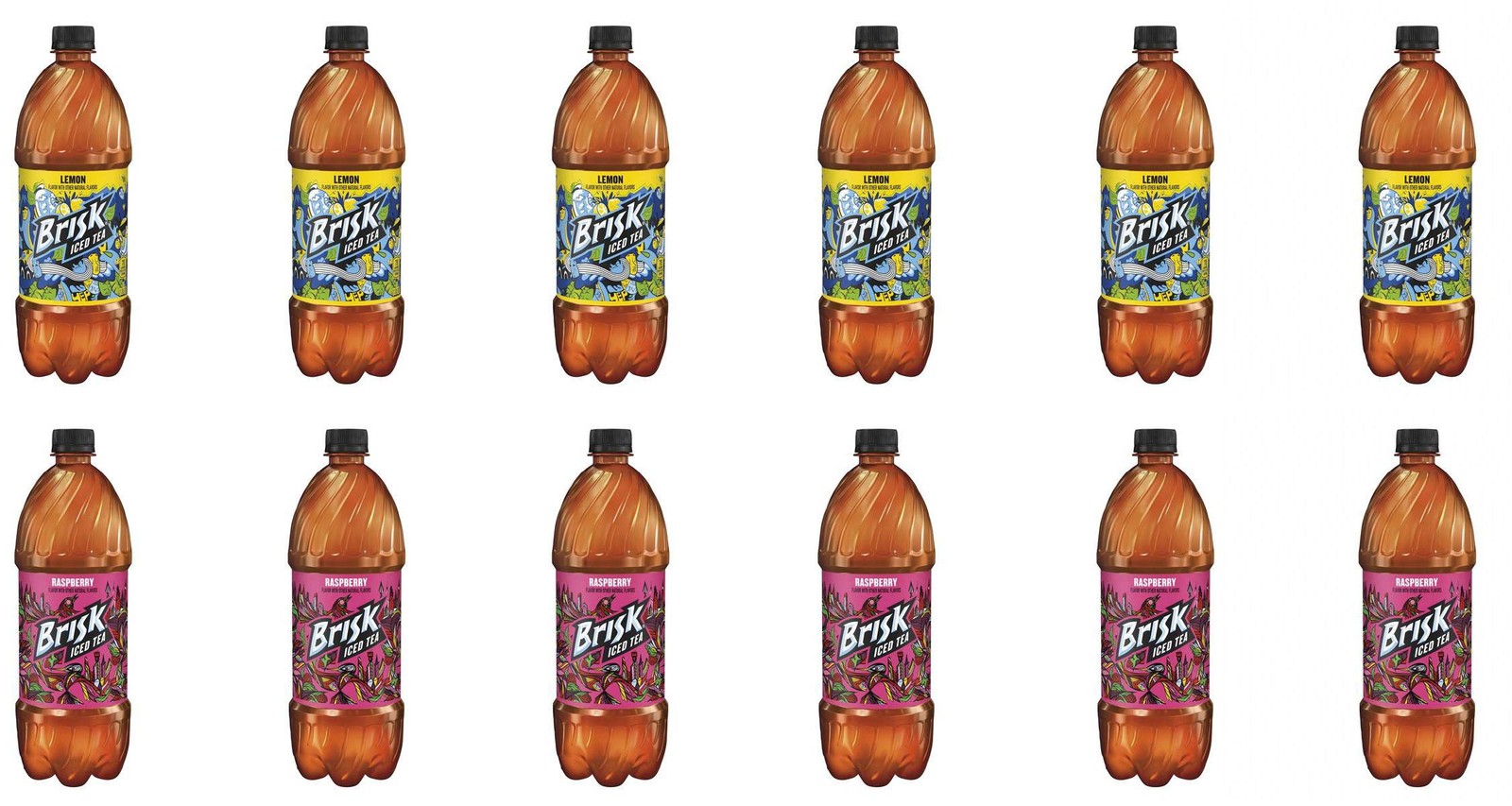 LUV BOX – Variety Pack of Brisk Iced Tea 1L Plastic Bottle, 12 Per Case,