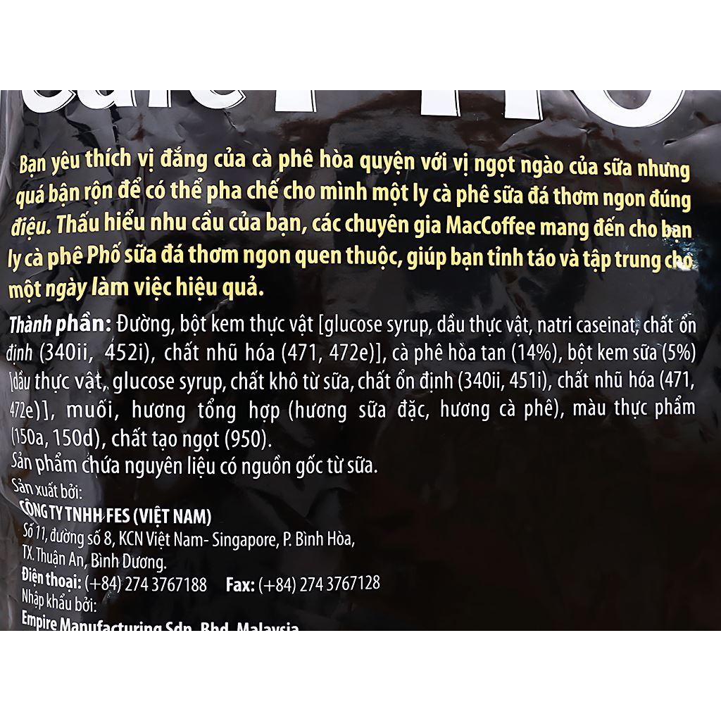10 Packs MacCoffee Café Phố Vietnamese Instant 3in1 Iced Milk Black Coffee