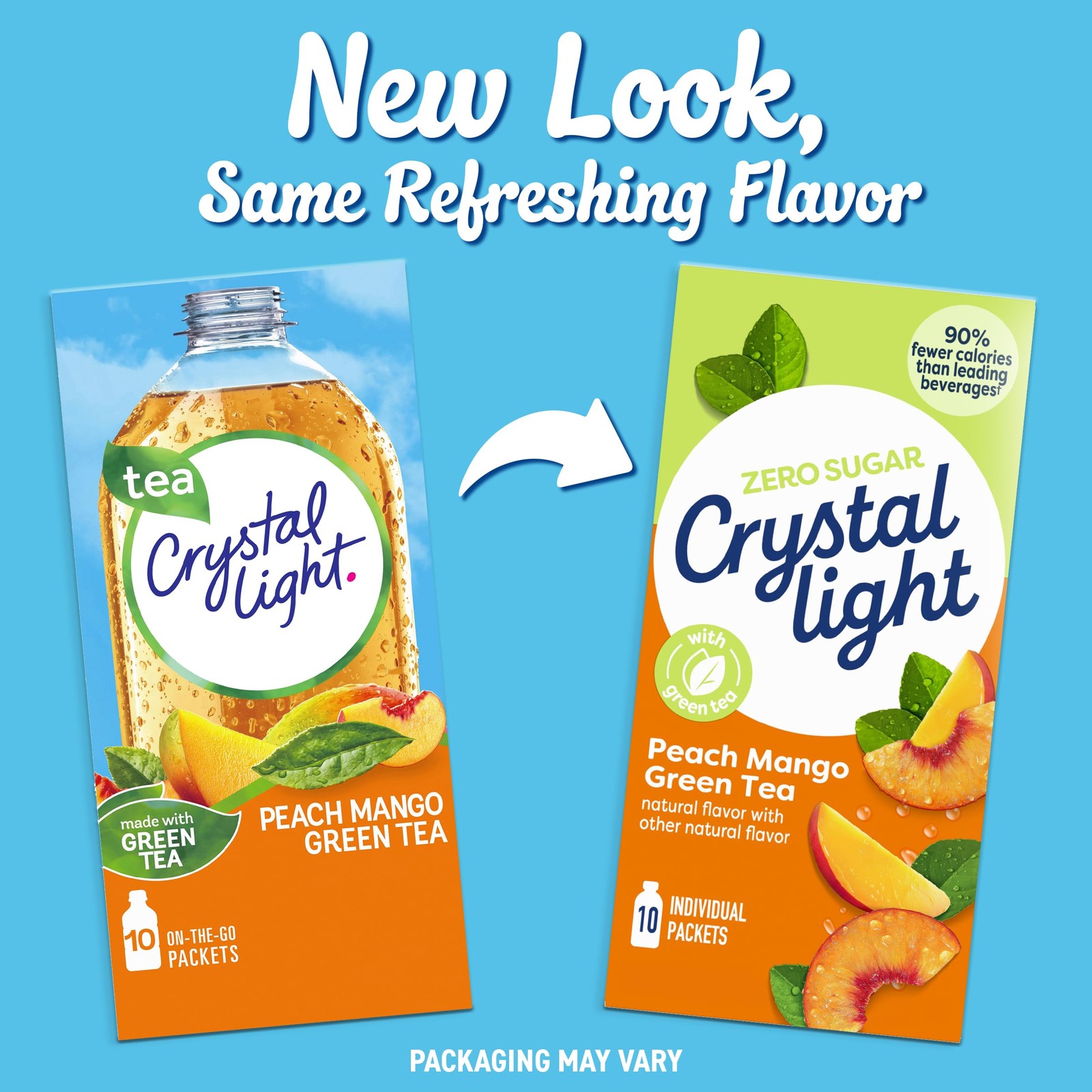 Crystal Light On The Go Peach Mango Green Tea Drink 0.8 Ounce (Pack of 15)