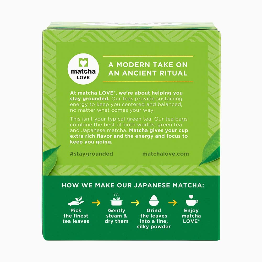 Matcha Love Japanese Matcha + Green Tea, 10 Premium Tea Bags Pack of 6