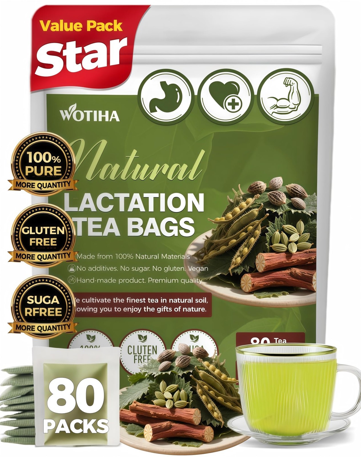 Natural Lactation Tea 160g.100% natural ingredients 80 Bags