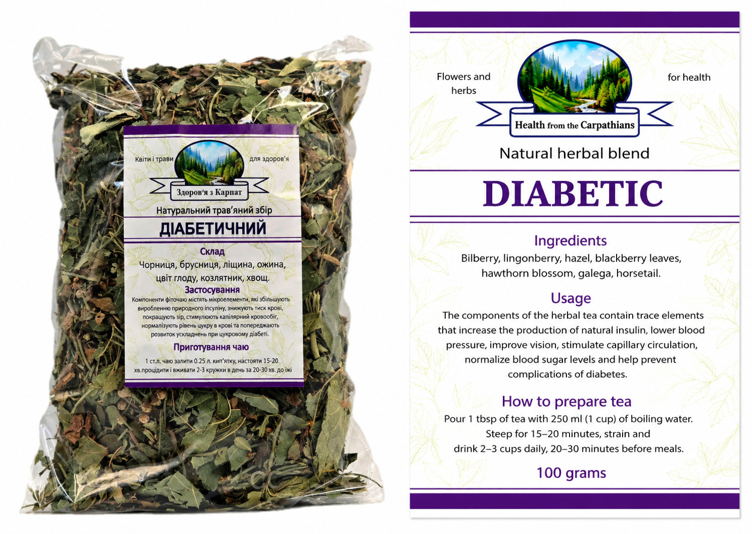 Carpathian Diabetic Herbal Tea Antidiabetic Herbs to Control & Lower Blood Sugar
