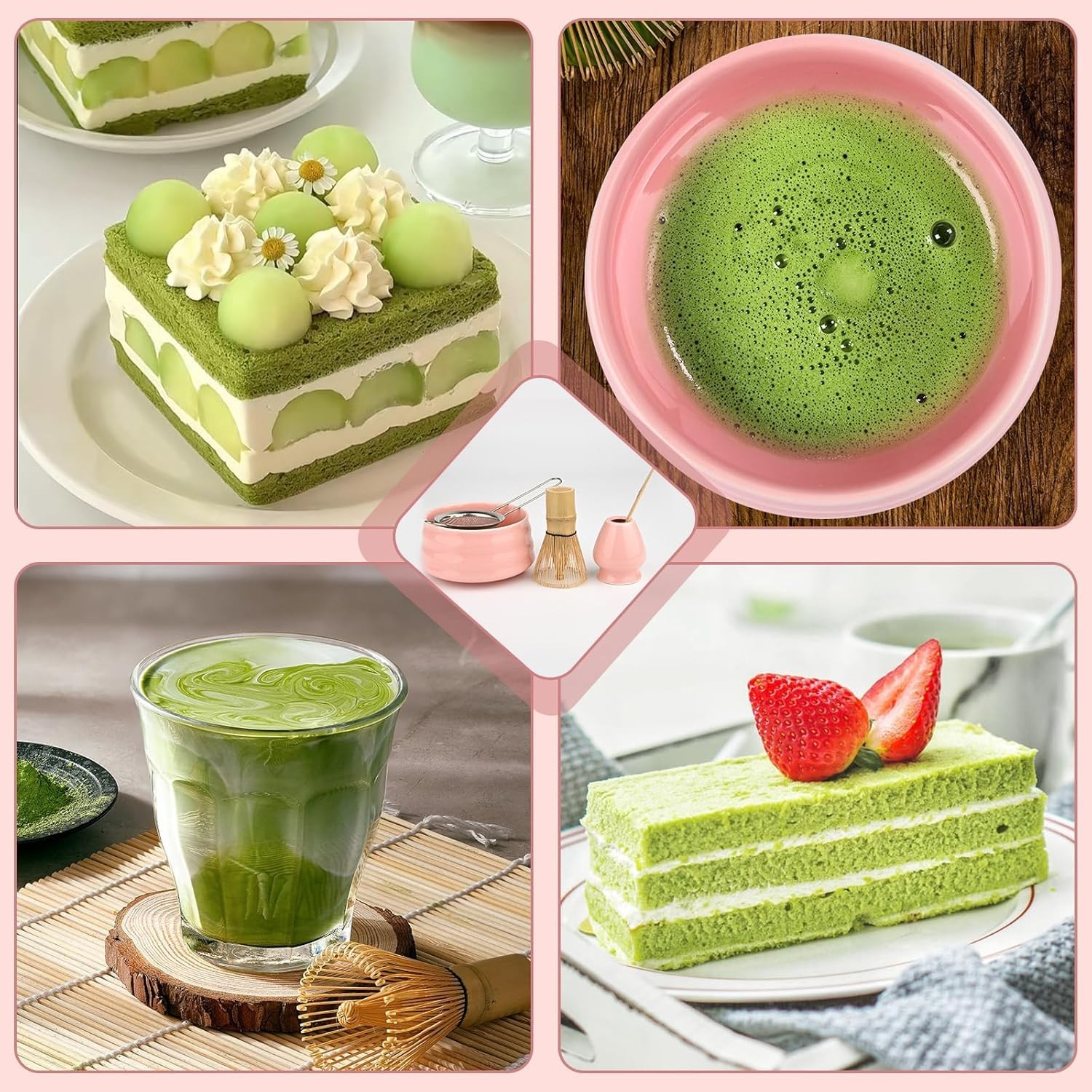 ® Matcha Set Pink, 5-Piece Ceramics Matcha Kit for Beginners – Includes Whisk…