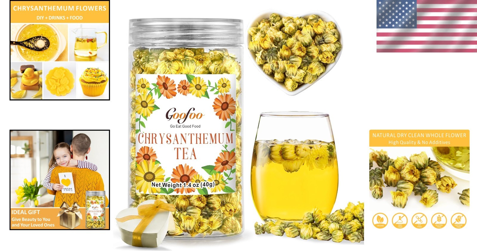 1.4oz Edible Dried Chrysanthemum Flowers – Natural Sweet Herbal Tea Gift