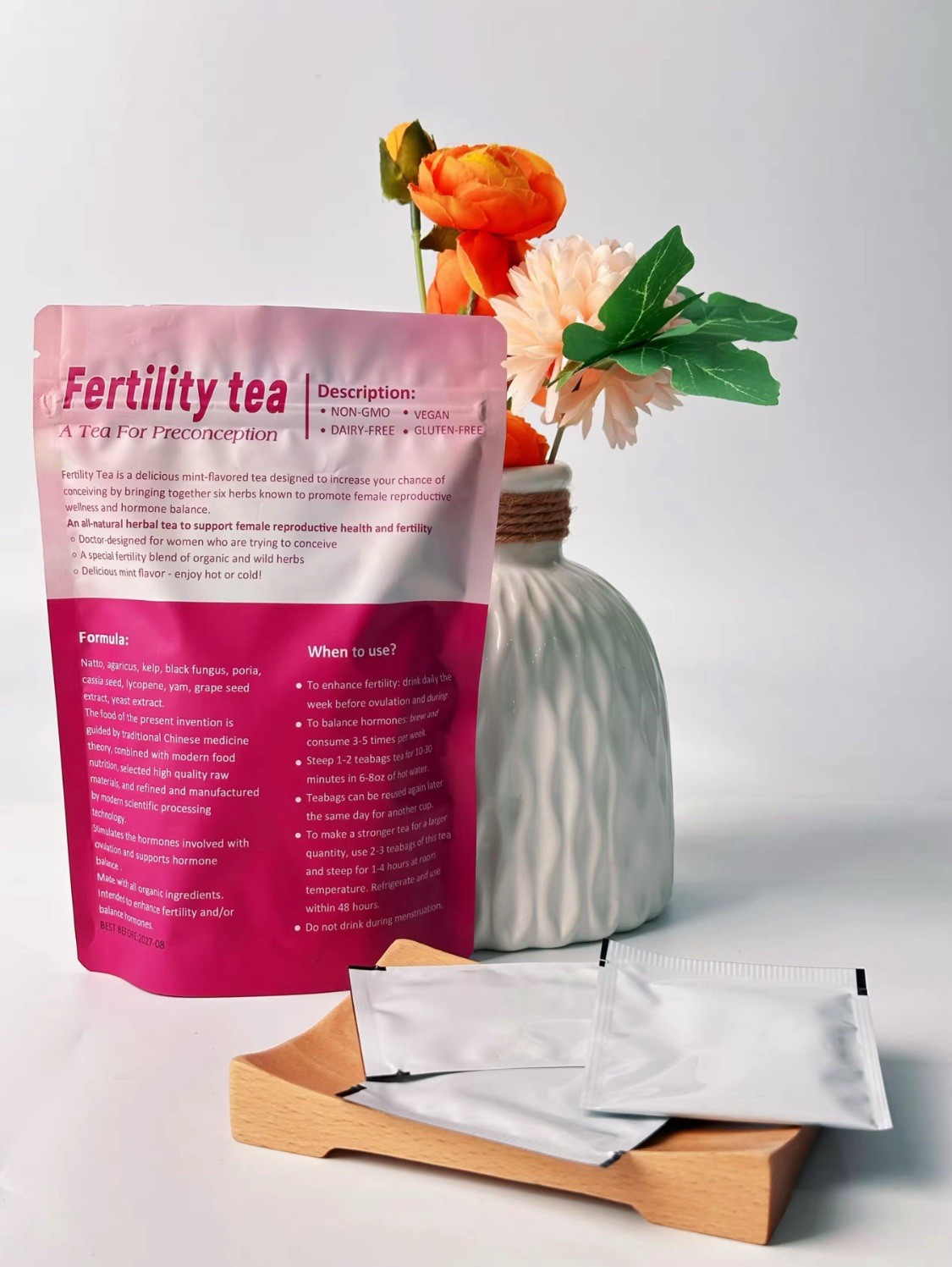 BEYOO MAGIC Fertility Tea Herbal Jasmine Mint Non-GMO Vegan 20 Bagged Pack
