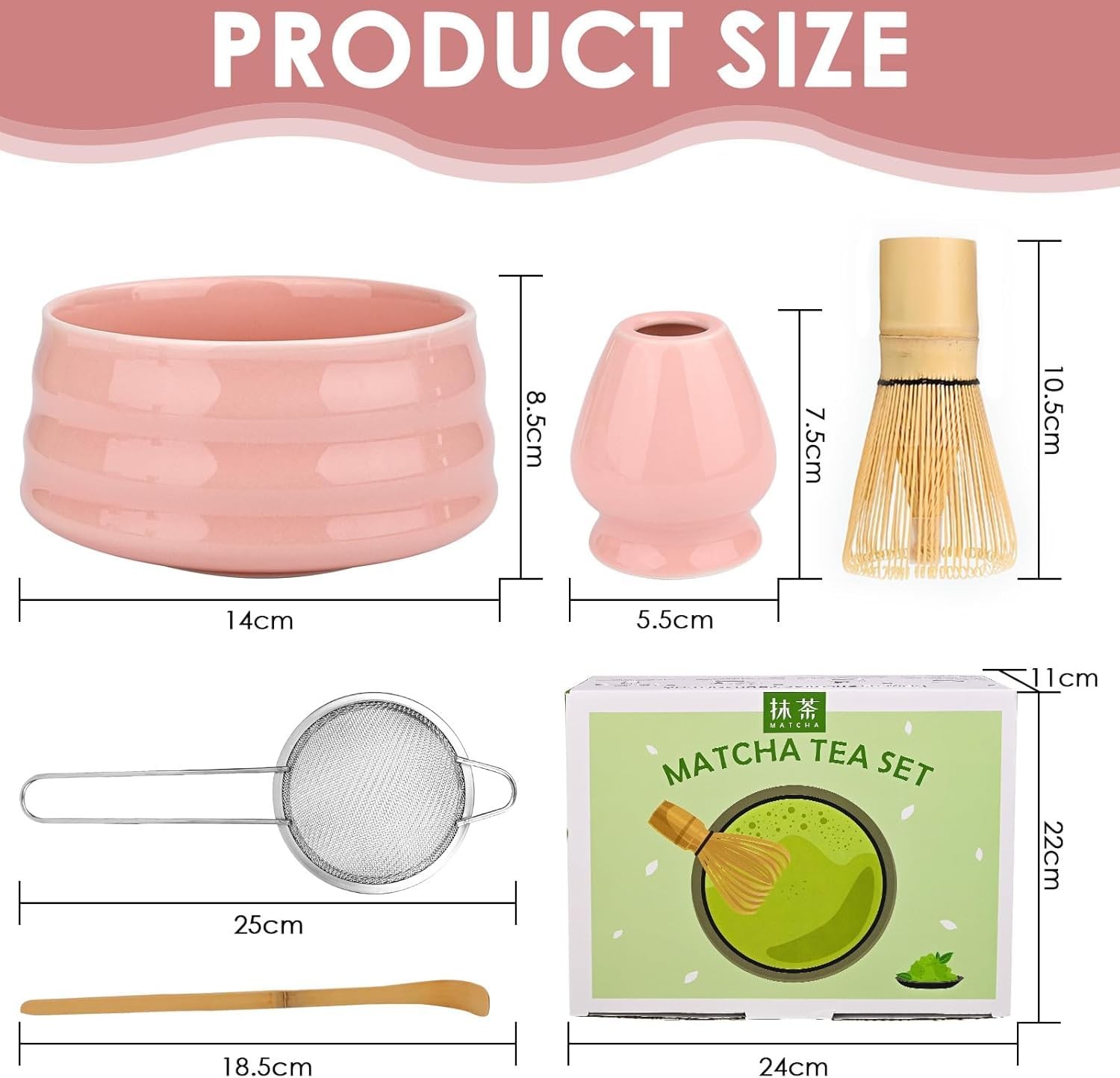 ® Matcha Set Pink, 5-Piece Ceramics Matcha Kit for Beginners – Includes Whisk…