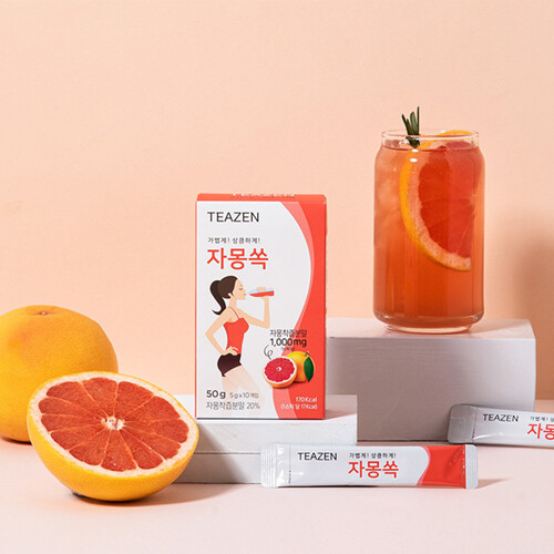 TEAZEN Grapefruit Green Tea Powder (5g x 10 Packet) 3 Pack Tea Powder