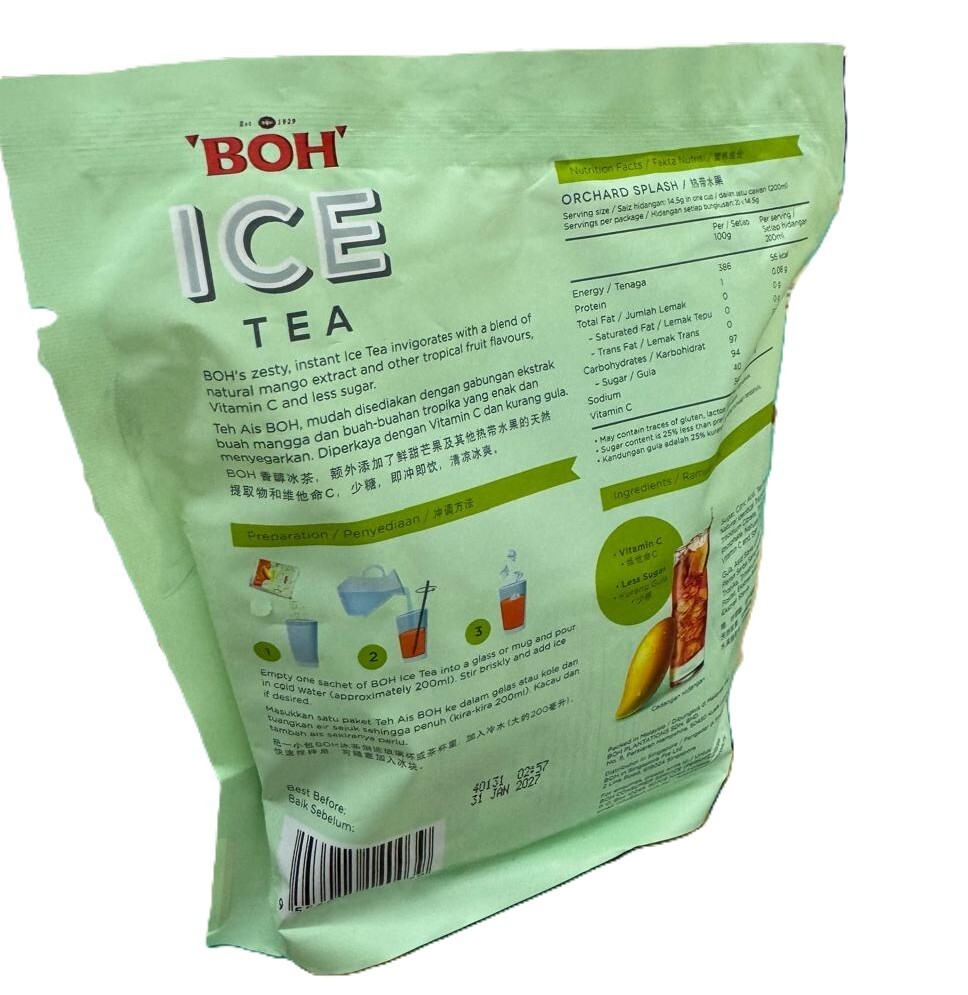 Boh Ice Tea Instant Mix Orchard Splash Vit C L/Sugar 20s x 14.5g – 1 Pack