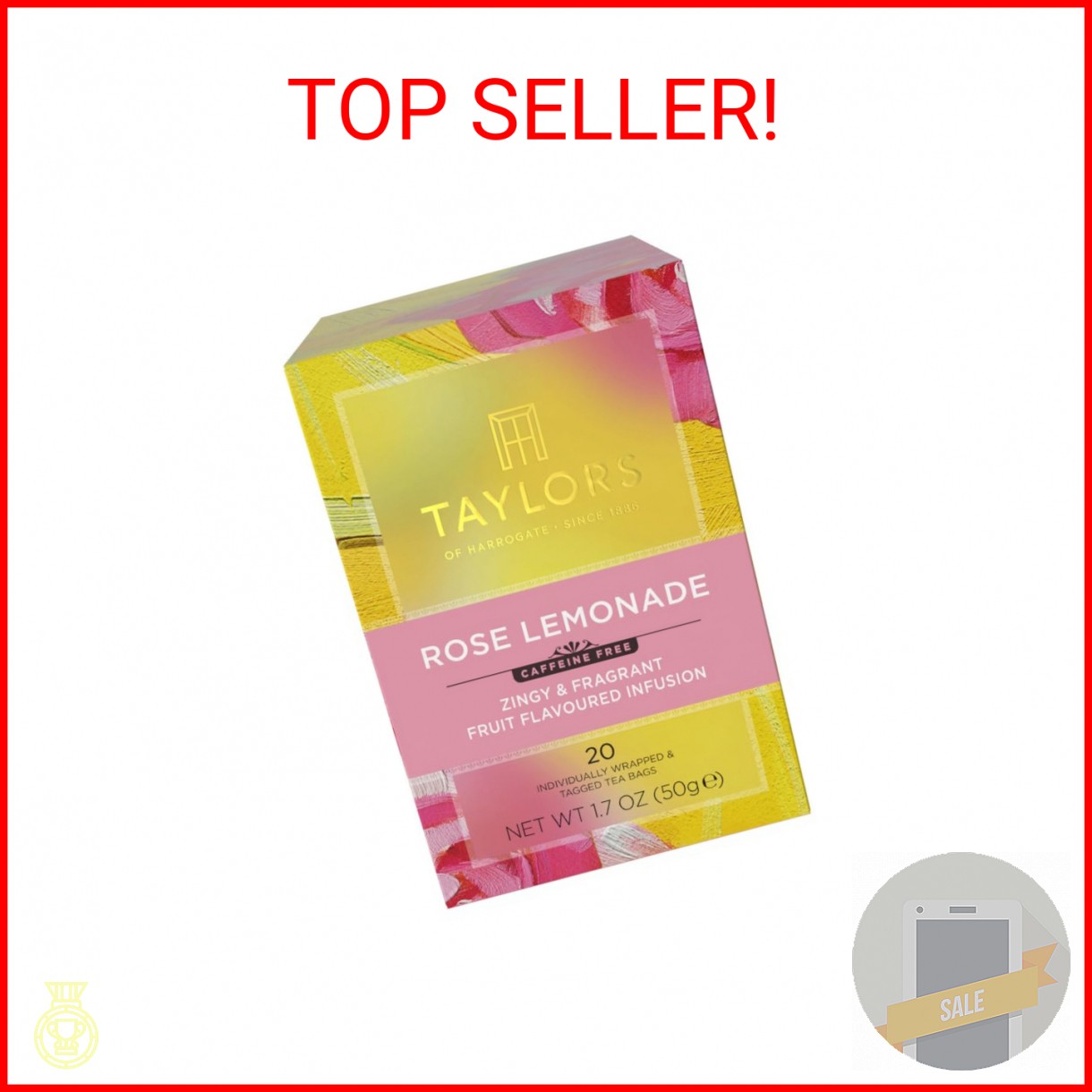 Taylors of Harrogate Rose Lemonade Infusion Individually Wrapped Bags, 20 Count