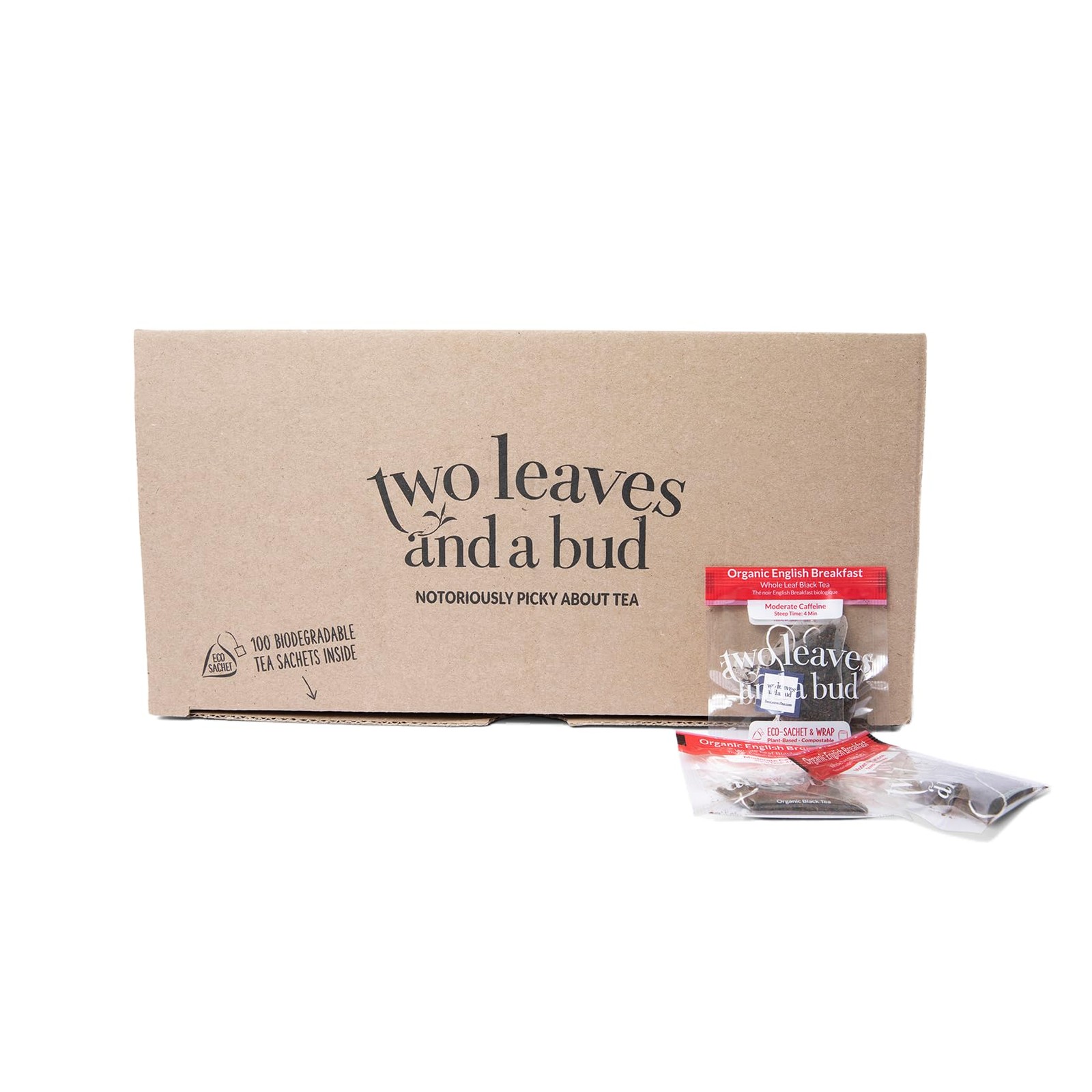 Two Leaves and a Bud Organic English Breakfast Tea Bags, Caffeinated Whole Le…
