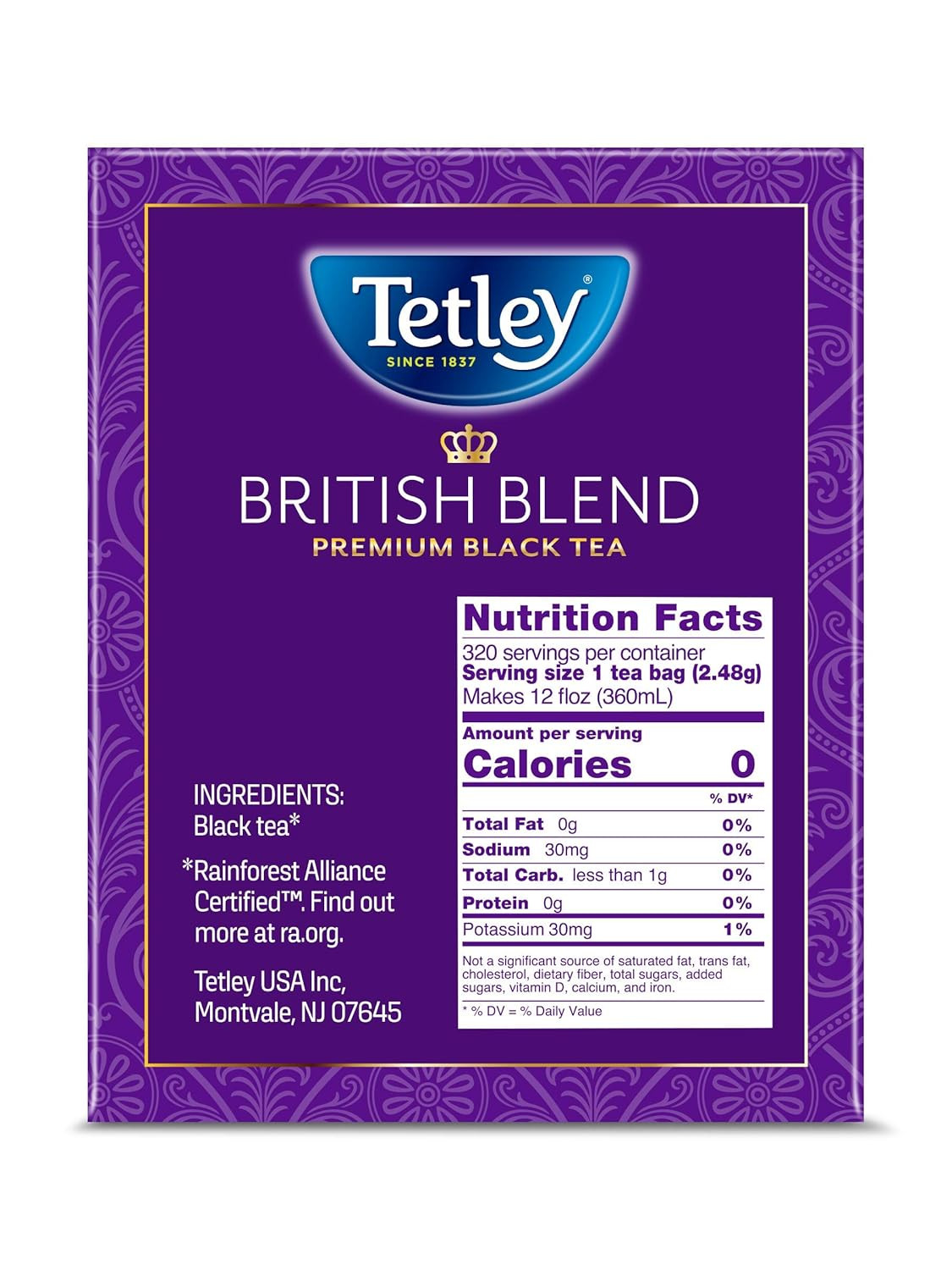Tetley British Blend Premium Black Tea, 320 Teabags, Rainforest Alliance Certifi