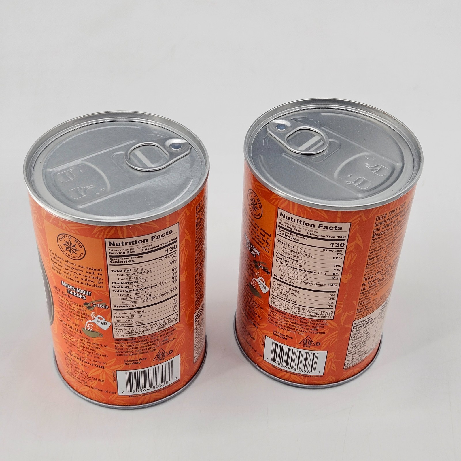 David Rio Tiger Spice Chai Powder Mix Drink 14 Oz Lot of 2 Exp July 2026 26
