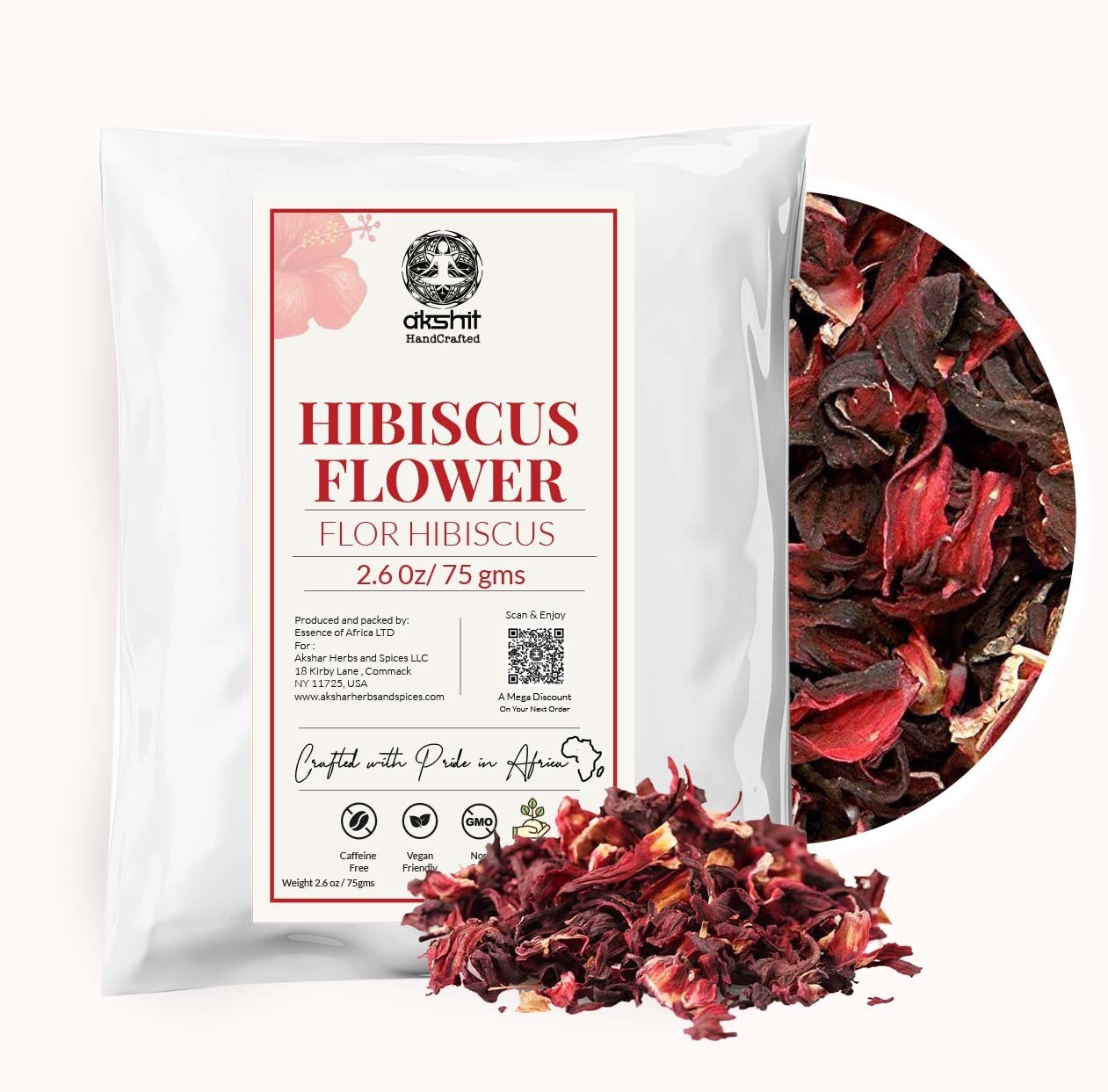 2.6oz Dried Hibiscus Sabdariffa Flowers, Flor de Jamaica, Flor de Hibisco Tea