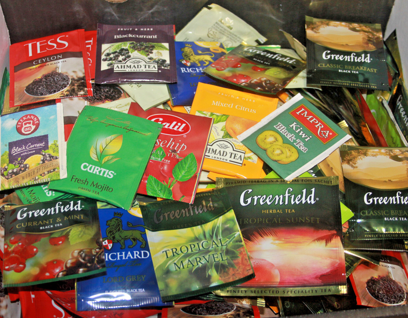 TEA Variety MIX Black Green Herbal 15oz Greenfield Galil Hyleys & more 120+ bags