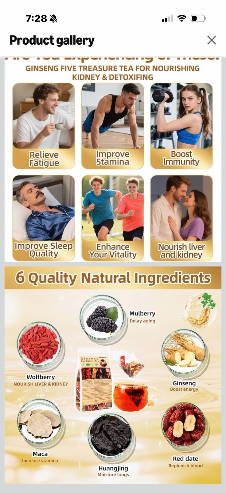 Ginseng-infused Eight Treasure Tea Kidney Ginseng Wolfberry Mulberry Health
