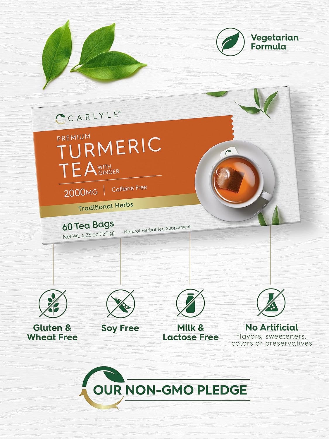 Herbal turmeric ginger tea bags