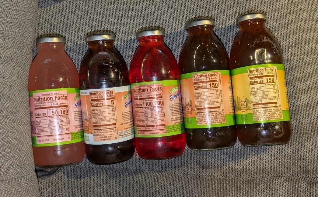 NYC Full Set 🥤 Snapple Glass Bottles 🍏🍒 All 5 Flavors ✨ Limited Edition 🔥🔥