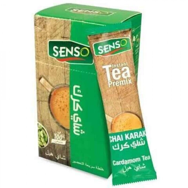 Karak Chai Tea Cardamom Instant شاي كرك Senso 8 Sticks 20 Gram Without Sugar