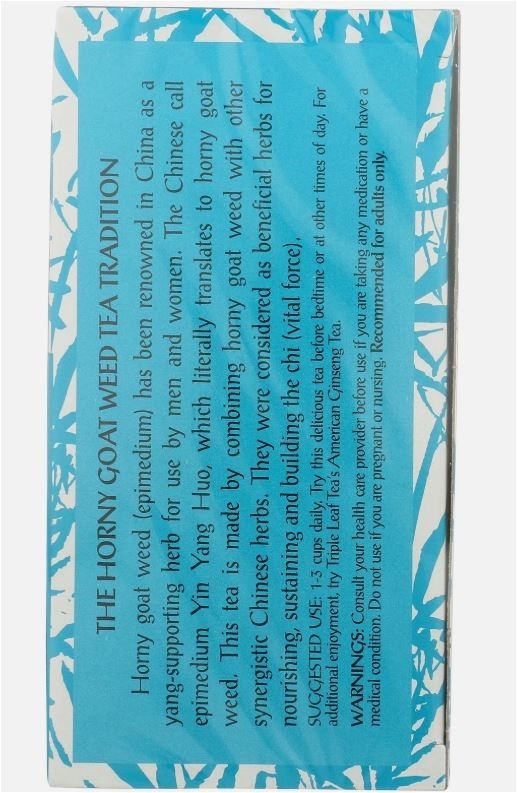 3 Pack – Triple Leaf Tea Horny Goat Weed Herbal 20 Bags Caffeine Free 12/2028