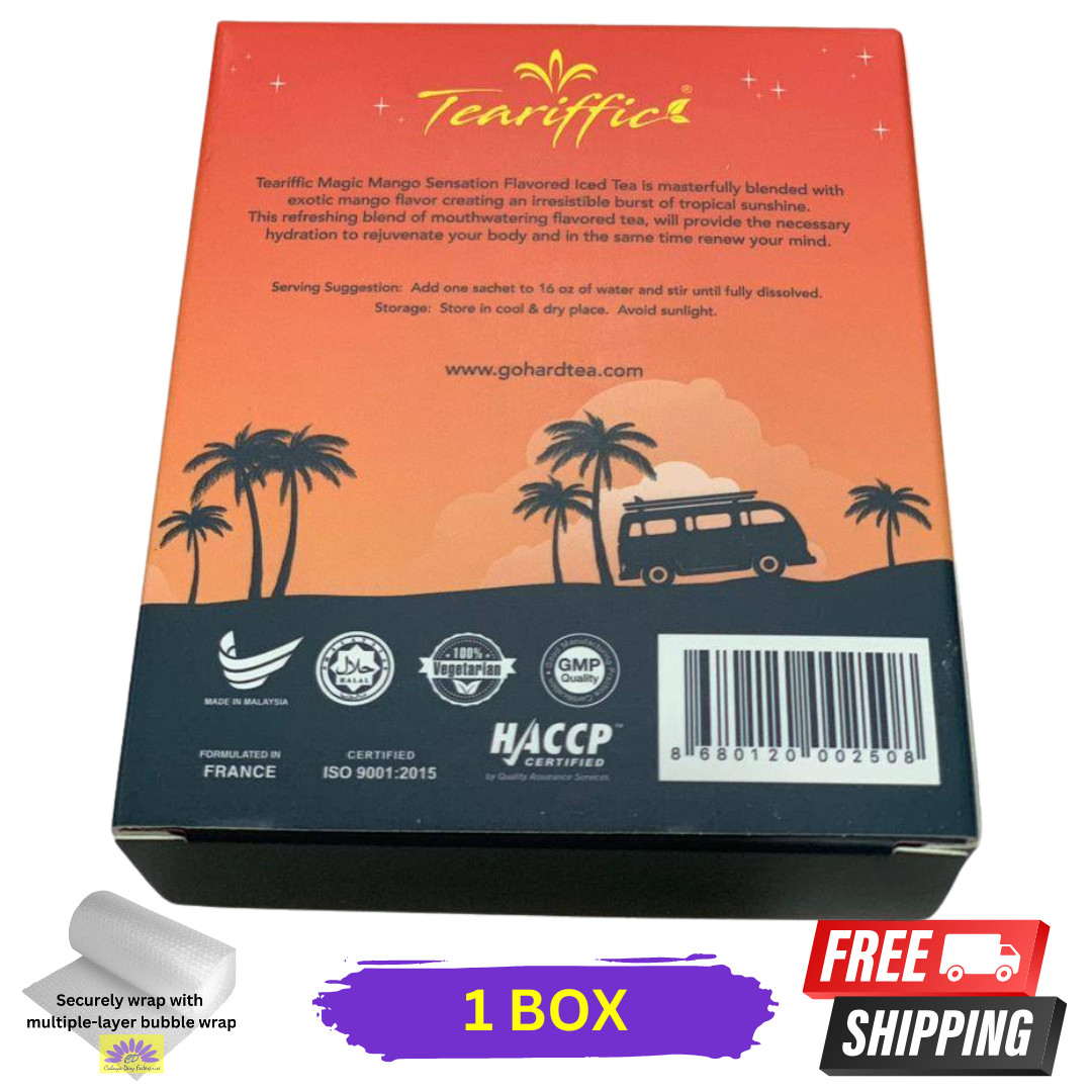 1 X Tearrific Magic Mango Sensation Iced Tea – 12 Sachets Box (3 g Each)