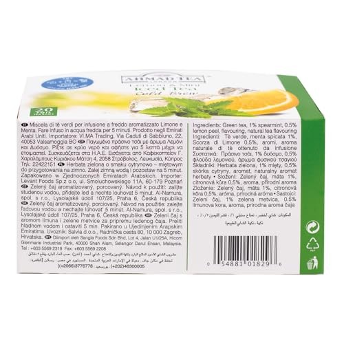 Ahmad Tea Lemon Mint Cold Brew Green Tea Bags 20 Count Refreshing Iced Tea