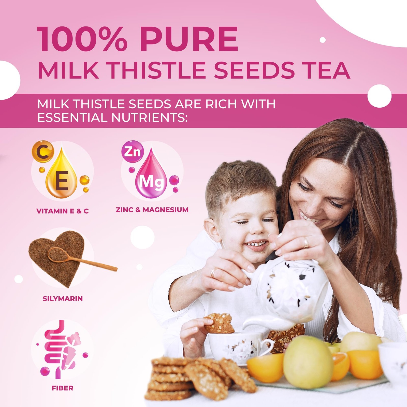 Total Tea 100% Natural Milk Thistle Seeds for Liver Cleanse, 25-Pack