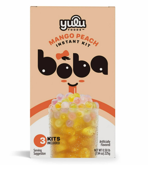 Yulu Instant Boba Mango Peach Tea, Bubble Tea Kit, 3 Drinks