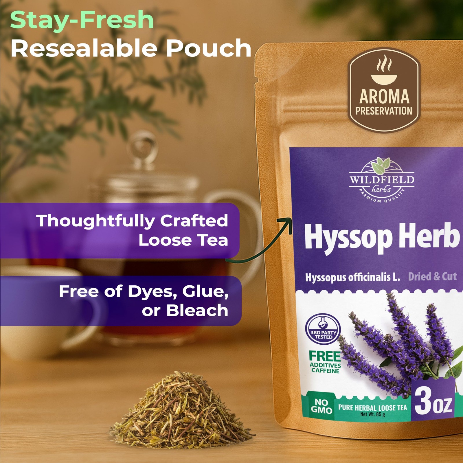 Hyssop Dried Herb Tea – 3 oz 85g Organic Herbal Remedy for Wellness