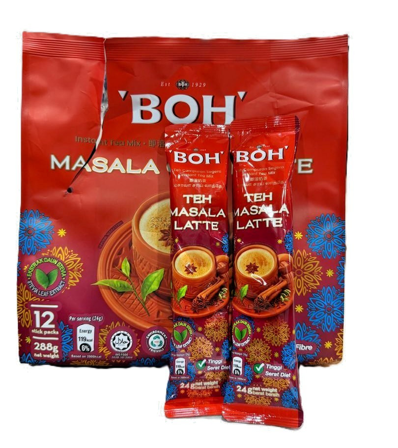 Boh Masala Chai Latte / Boh Teh Masala Latte 24g x 12 Sachets – 1 Pack