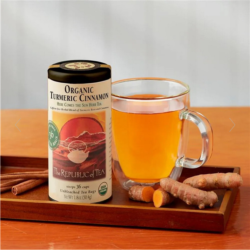 The Republic of Tea – Organic Turmeric Cinnamon Tea Tin, 36 Tea Bags – Apr 2027