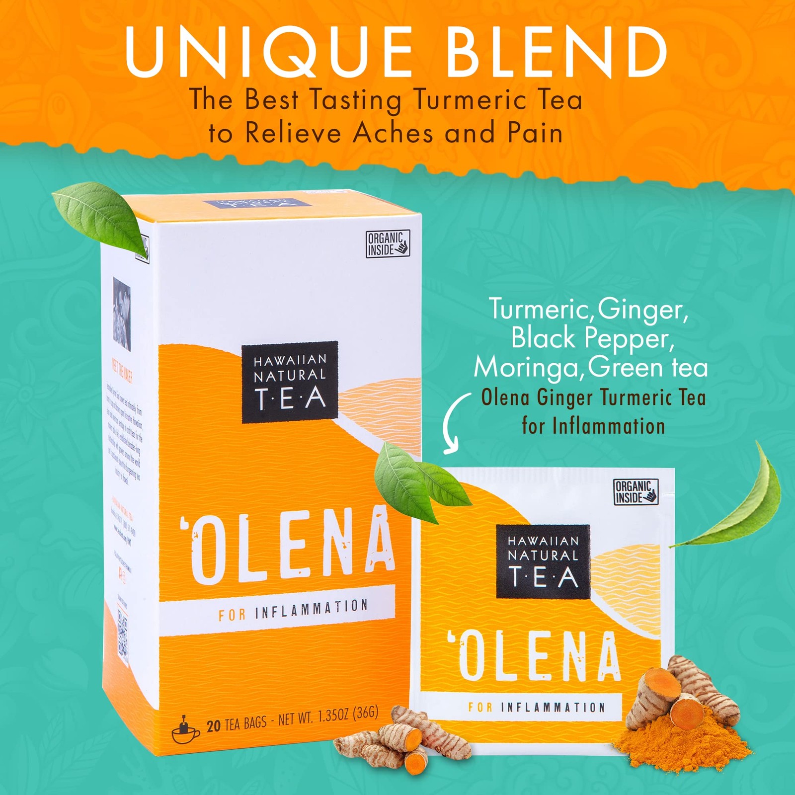 Olena Turmeric Tea, Herbal Green Tea Blend, All-Natural and Antioxidant-Rich …