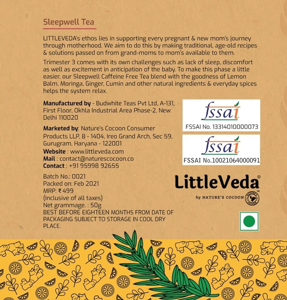 LittleVeda Pregnancy Tea for Good Sleep, Soothing, Calming (Trimester3) 50g